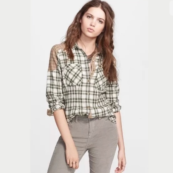 Free People Tops - Free People Plaid Cotton Catch Up With Me Shirt